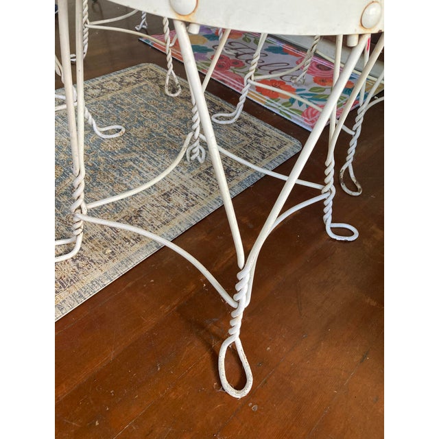 1950s 4 Mid-Century "Sweetheart" Ice Cream Parlor Chairs, Original Red Vinyl Seats, Made by L&b Factory, Hudson Ny For Sale - Image 5 of 8