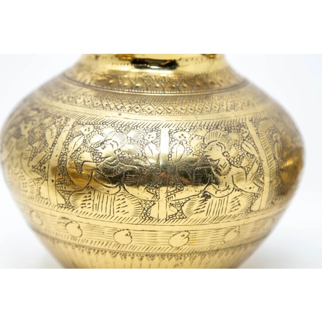 Vintage Engraved Brass Lota Vessel From India 1950s Set of 4 For Sale - Image 12 of 12