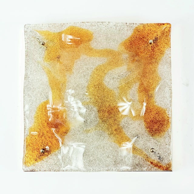 Stunning murano glass flush mount/ceiling light by toni zuccheri for mazzega (italy, 1970s). Beautiful thick wavy murano...