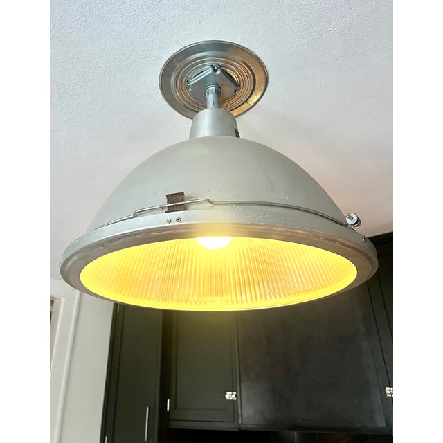 Light Gray Lot of 12 -- Extra Large 22" 1940s Industrial Holophane Pendants For Sale - Image 8 of 10