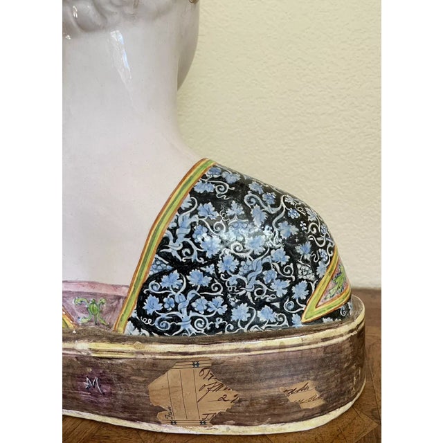 Late 19th Century Antique Angelo Minghetti Majolica Italian Woman Bust After Francesco Laurana For Sale - Image 12 of 12