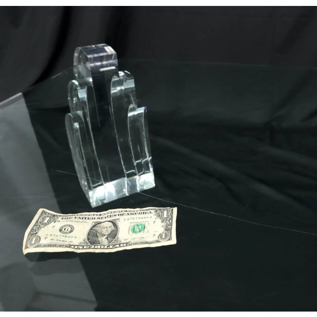 Large Oversized Lucite Base Glass Top Base Coffee Table Rectangular Cut Corner For Sale - Image 11 of 13