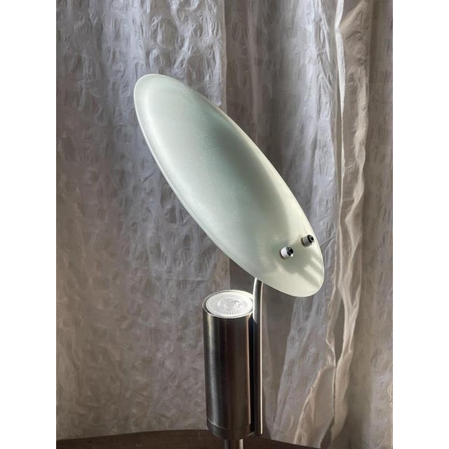 1990s Adjustable Frosted Glass Disc Table Lamp, France, 1990s For Sale - Image 5 of 8