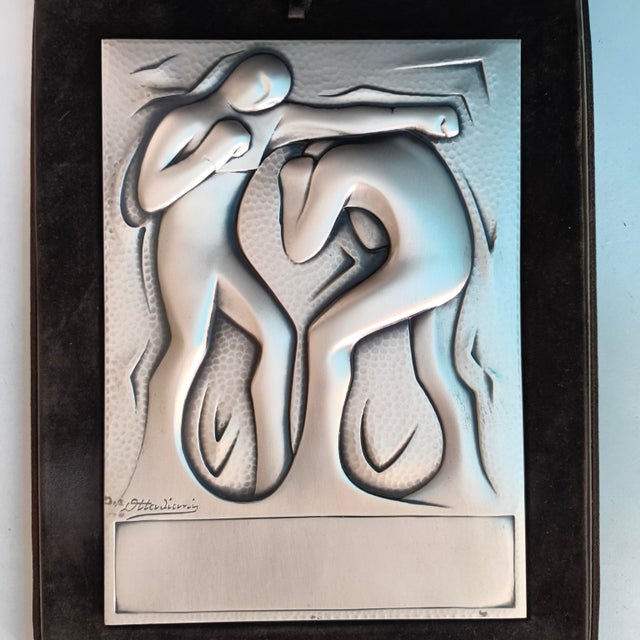 Silver Vintage 925 Sterling Silver Sheet Boxing Trophy Plaque by Ottaviani, Italy, 1970s For Sale - Image 8 of 12