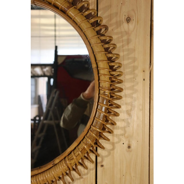 1960s Large Italian Rattan Mirror by Franco Albini, 1960s For Sale - Image 5 of 11