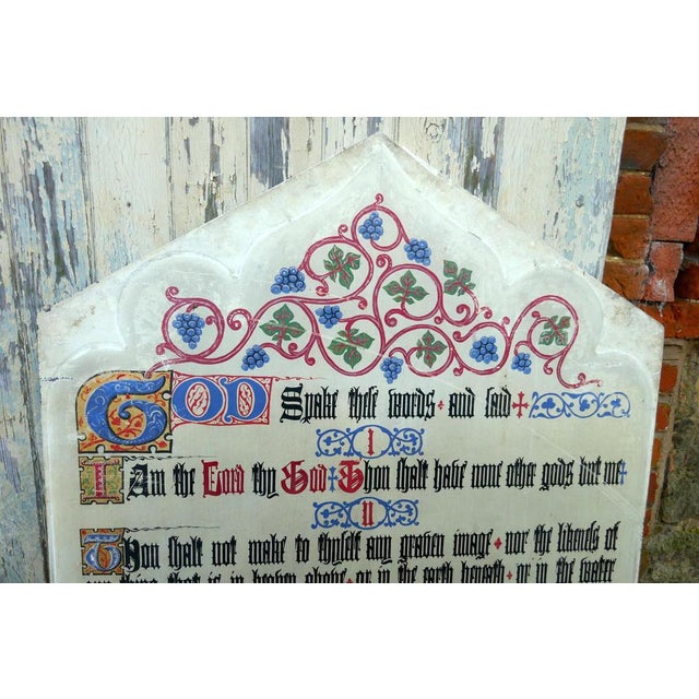 Painted Scripture of the Commandments on a Slate Church Wall Panel This is a charming if large and heavy piece, the panel...