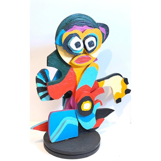 Abstract Expressionism Karel Appel, Karel Appel Colorful Expressionist Hand Painted Wood Cobra Sculpture Pop Art, 1977 For Sale - Image 3 of 8
