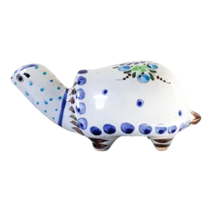 Vintage Hand Painted Mexican Pottery Turtle