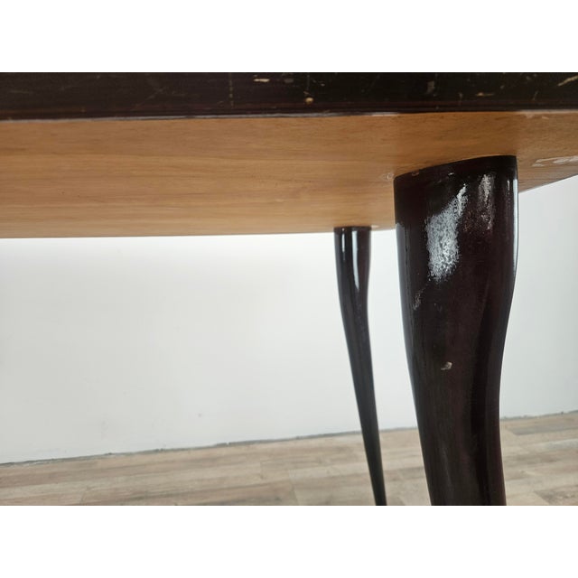 Mid-Century Modern Mahogany Dining Table with Aquamarine Glass Top, 1950 For Sale - Image 14 of 17
