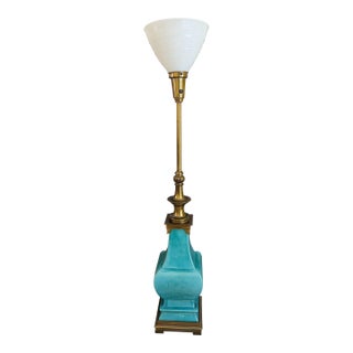 Mid 20th Century Mid Century Stiffel Pagoda Style Base Glazed Ceramic Lamp For Sale