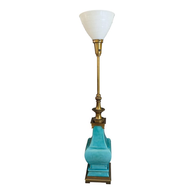 Mid 20th Century Mid Century Stiffel Pagoda Style Base Glazed Ceramic Lamp For Sale