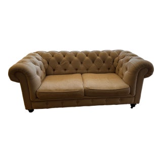 Restoration Hardware Kensington Sofa Belgian Linen Sand 76" Classic Depth For Sale