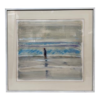 Circa 1985 Larry Welden BeachWalk Watercolor, Framed For Sale