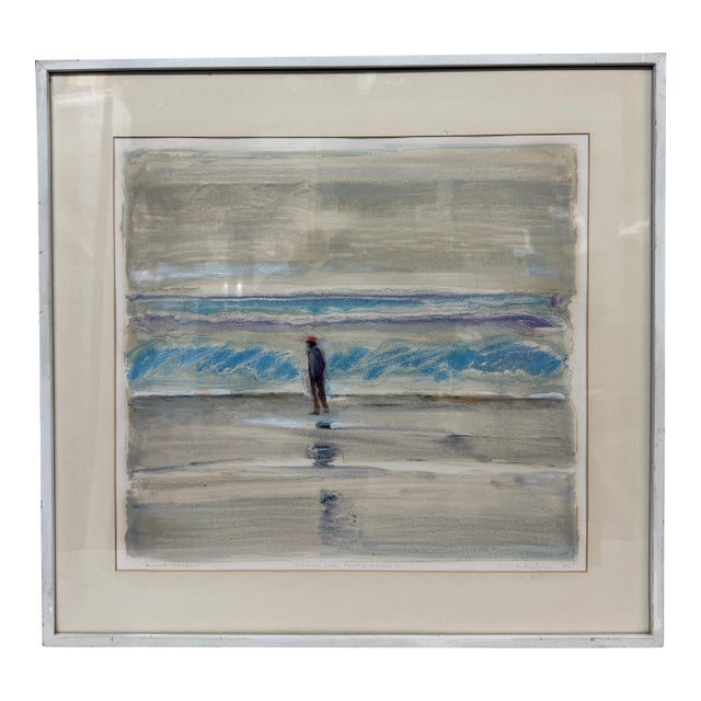 Circa 1985 Larry Welden BeachWalk Watercolor, Framed For Sale