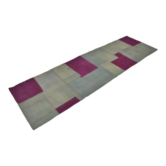 Vintage Khaki Colour Vintage Kilim Runner For Sale