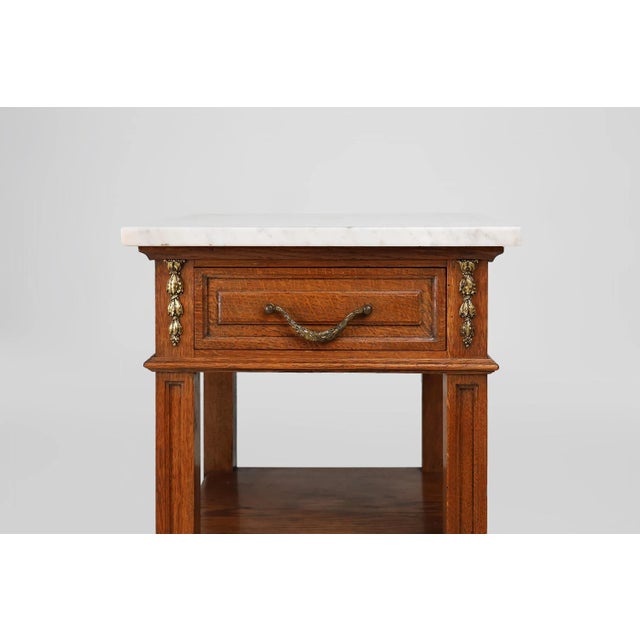 Art Deco Nightstand with Carrara Marble Top, France, 1910s For Sale - Image 5 of 11