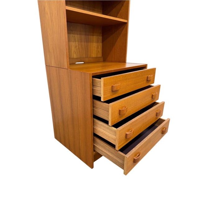 1970s Vintage Danish Modern Domino Møbler 2-Piece Lingerie Bookcase For Sale - Image 5 of 8