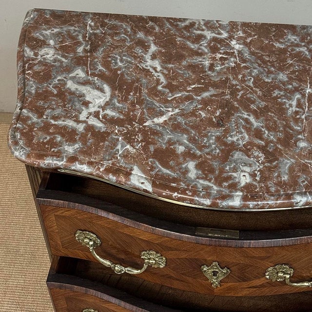 19th Century French Louis XIV Style Marquetry Marble Top Commode For Sale - Image 17 of 18