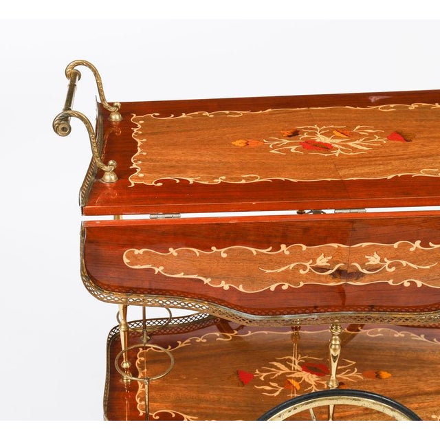 Brown Mid-Century Italian Marquetry Drinks Trolley, Sorrento, 1960s For Sale - Image 8 of 18