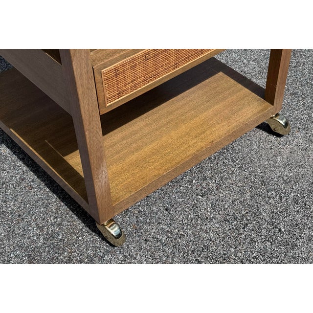 Tan Vintage 1960s Mahogany & Travertine Top Side Table by Harvey Probber For Sale - Image 8 of 9