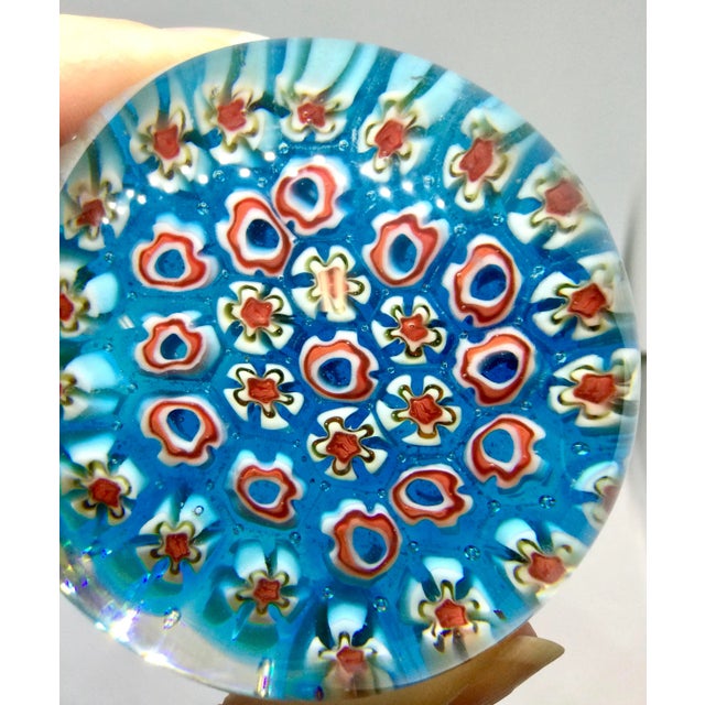 1980s Italian Milleflora Round Glass Paperweight For Sale - Image 9 of 10