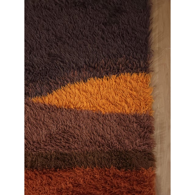 Mid-Century Rya Rug in Wool from Svängsta Mattväveri, Sweden, 1970s For Sale - Image 4 of 7