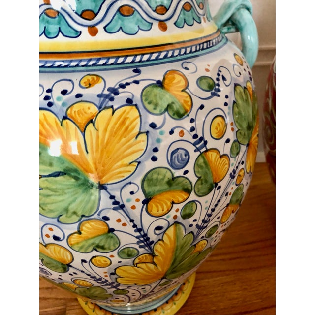 Cornflower Blue Casola Ceramica Floor Vases 21" X 15" From Positano, Italy 1996 For Sale - Image 8 of 11