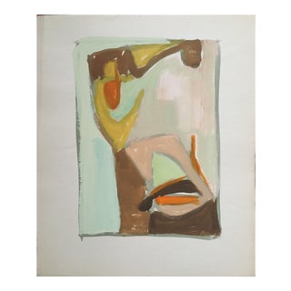 "Ghost" 1950's Gouache Mid Century Abstract Painting For Sale