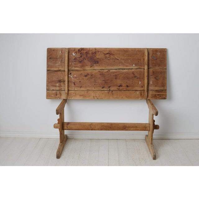 Antique Swedish Rustic Trestle Dining Table or Worktable For Sale - Image 11 of 12