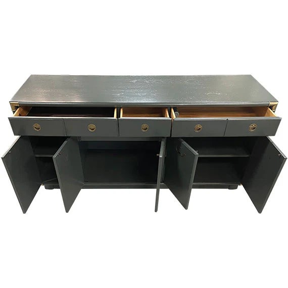 66.5" Finished 5 Door 3 Drawer Vintage Buffet For Sale - Image 4 of 4