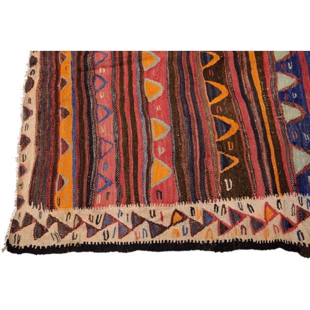 Mid-20th Century Turkish Kilim Multicolor Handmade Tribal Wool Rug For Sale - Image 4 of 10