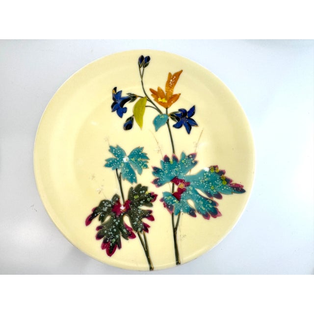 1960s Mid-Century Hand-Painted Japanese Dessert Plates & Stand – Set of 9 For Sale - Image 11 of 16