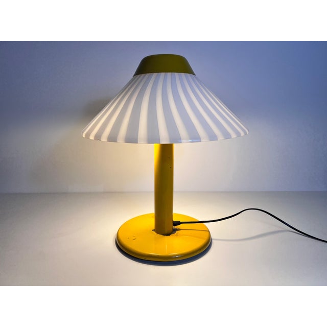 VeArt Heavy Yellow Metal and Glass Table Lamp, 1960s, Italy For Sale - Image 4 of 12