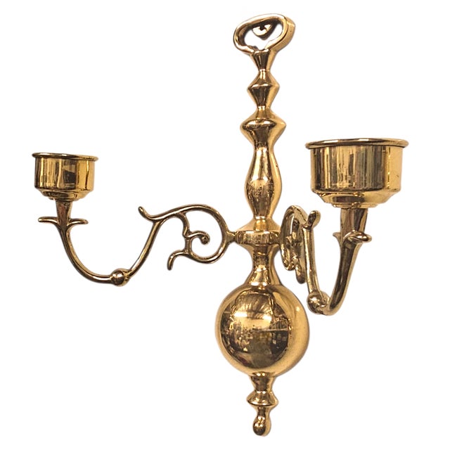 Ethan Allen Vintage Ethan Allen Brass Wall Sconces 8" Pair - Classic Candleholders For Sale - Image 4 of 13