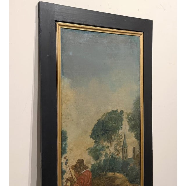 Wood 18th Century French Breton Boiserie Panel Oil on Canvas in Napoleon III Frame For Sale - Image 7 of 16