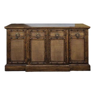1970s Vintage American of Martinsville Faux Bamboo & Cane Buffet / Credenza For Sale