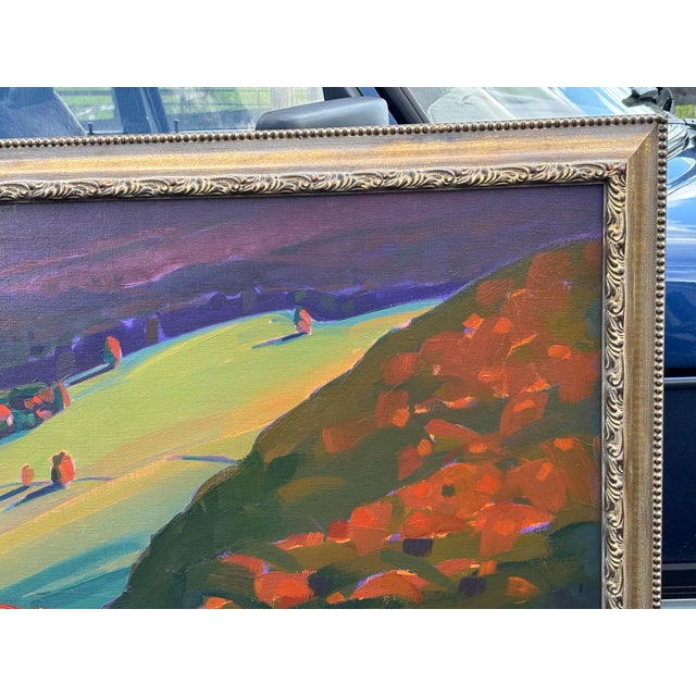 Mid 20th Century Mid 20th C. American Original Oil on Canvas - Large Mountain Valley Landscape For Sale - Image 5 of 11