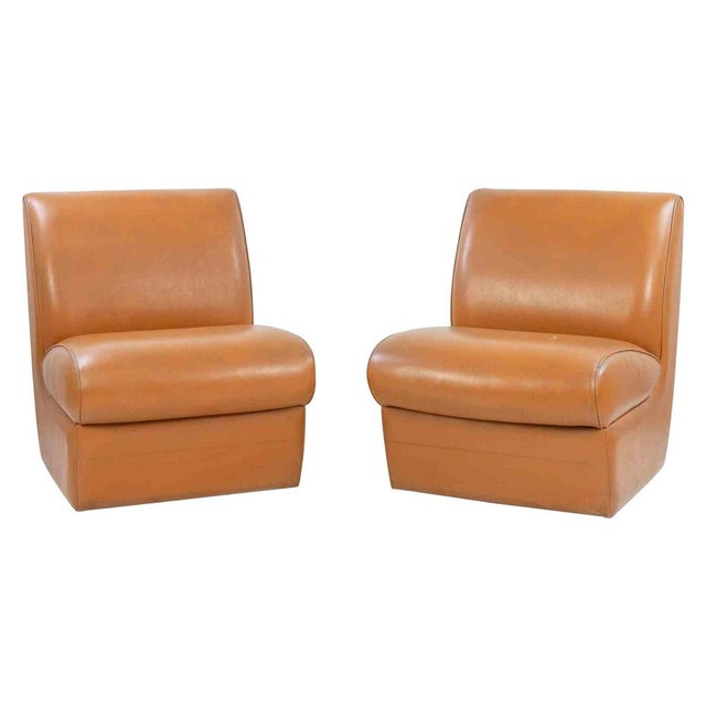 Orange Set of Vintage Vinyl Leather Armchairs, 1980s For Sale - Image 8 of 8