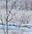 Scandinavian winter scene depicting snow on evergreen and bare birch trees creating a serene mood. Traditional wood cabins...