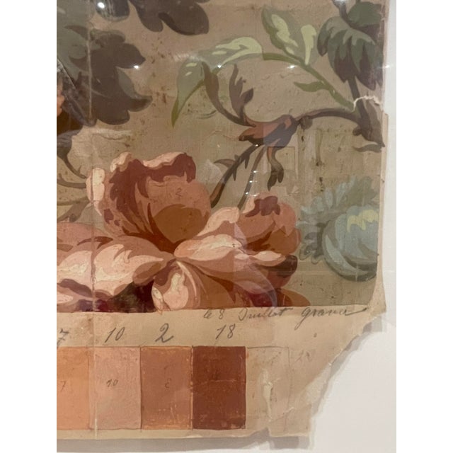 Antique French Hand Painted Floral Art For Sale - Image 9 of 12