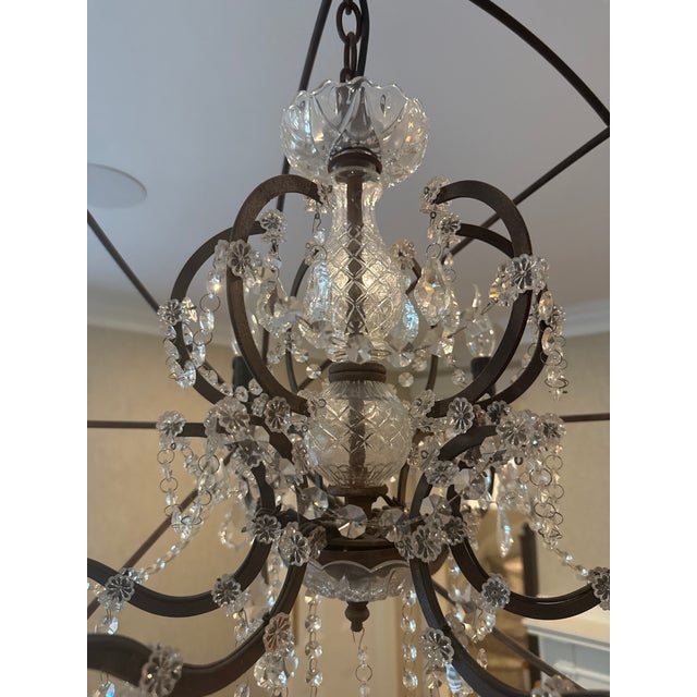 2010s Restoration Hardware 32” Foucault's Orb Iron & Crystal Chandelier For Sale - Image 5 of 6
