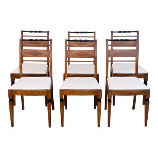 Mid 20th Century Empire Style Mahogany Dining Chairs- Set of 6 For Sale