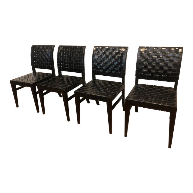 Black Woven Leather Dining Chair Chairish