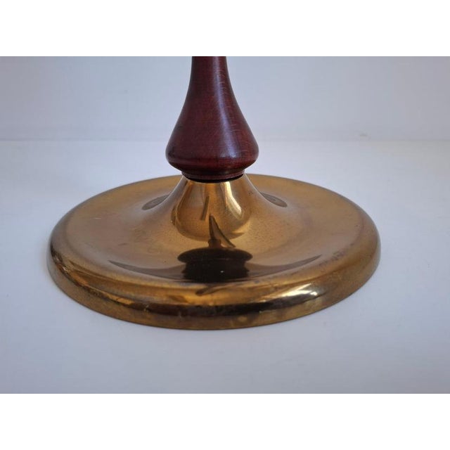 Mid-Century Czechoslovakian Brass and Wood Swivel Table Mirror, 1960s For Sale - Image 12 of 18