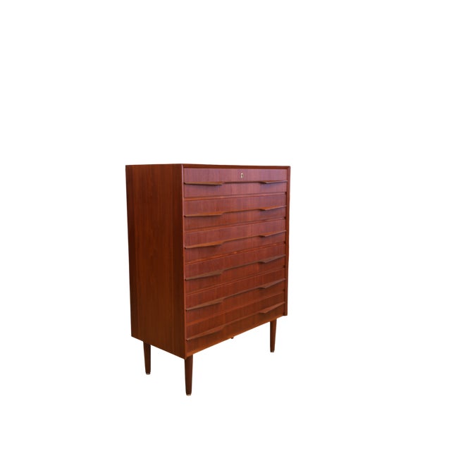 Mid-Century Modern Vintage Danish Chest of Drawers in Teak with Decorative Handles from J.G. Møbler, 1960s For Sale - Image 3 of 17