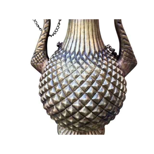 Diamond Planished Brass Pitcher For Sale - Image 14 of 15