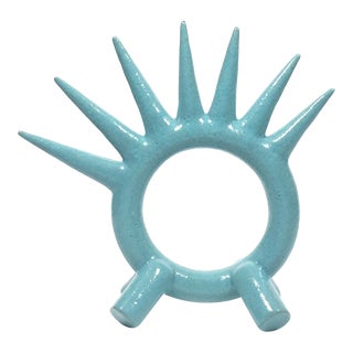 Keavy Murphree "Spike" Modern Turquoise Stoneware Sculpture For Sale