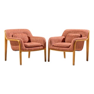 Bill Stephens for Knoll Model 1315 Mid Century Bentwood Lounge Chairs - Pair For Sale