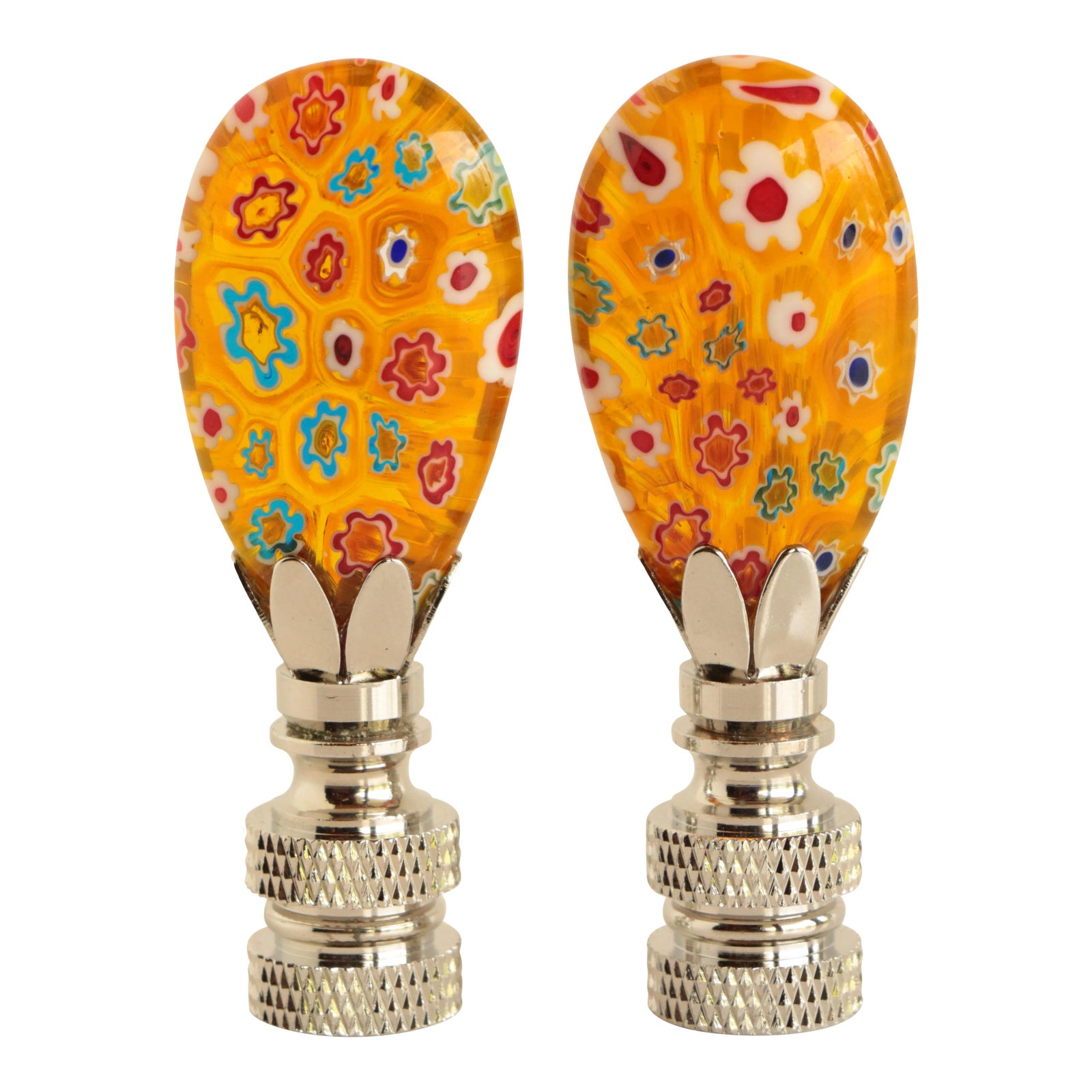 Millefiori Glass Lamp Finials a Pair Chairish