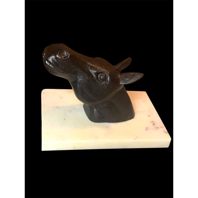 1920s 1920s Vintage Art Deco Black & Ivory Marble Horse Head For Sale - Image 5 of 7